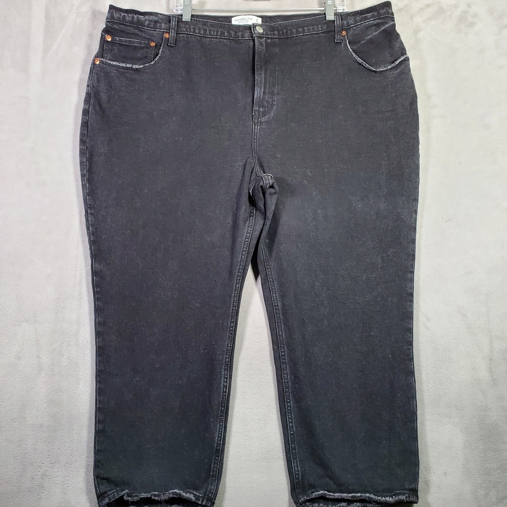 Abercrombie & Fitch Ankle Straight Jeans Women 22s Black Ultra High Rise Grunge